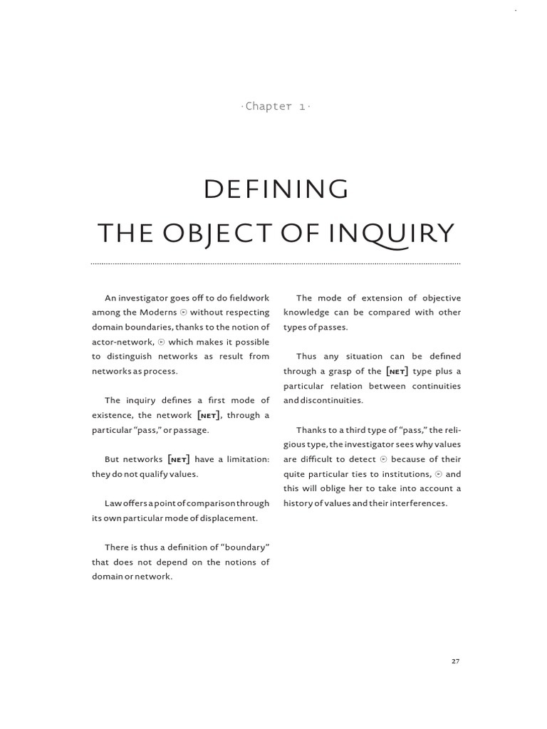 Defining The Object of Inquiry | PDF