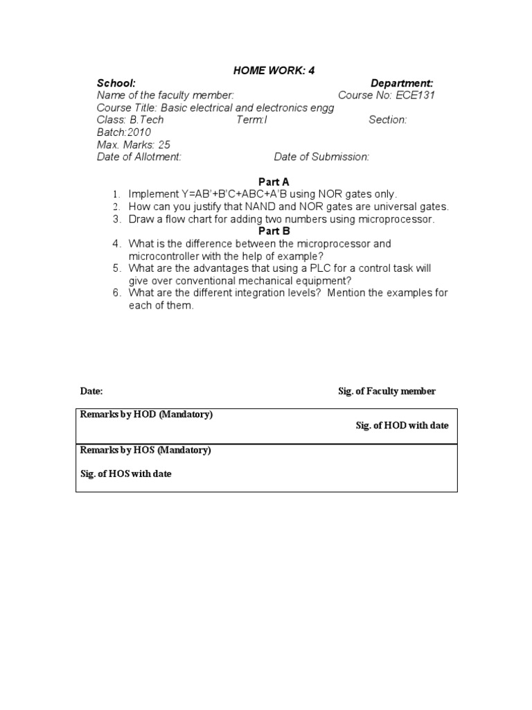 B.Tech ECE131 Homework Assignment | PDF | Science & Mathematics | Computers