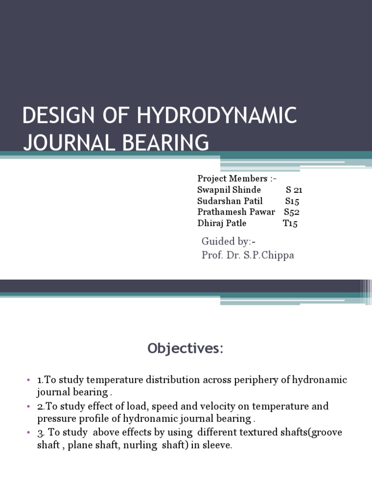 Design of Hydrodynamic Journal Bearing Guided ByProf. Dr. S.P.Chippa PDF Bearing