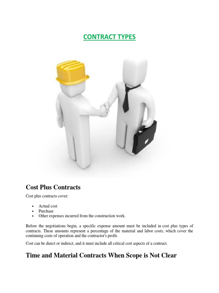 Contract Types Cost Plus Contracts PDF Offer And Acceptance Cost