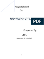 Business Ethics: Project Report On