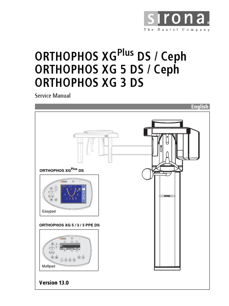 Sirona Orthophos Xg Dental X Ray Service Manual Vacuum Tube Mains Electricity