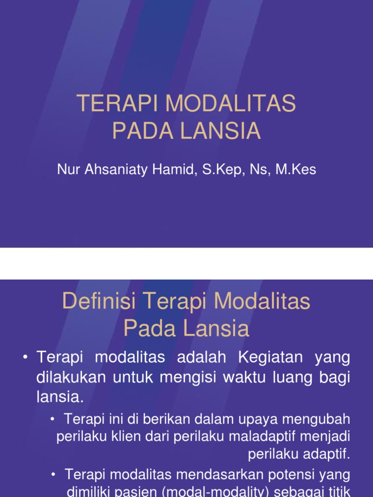 Terapi Modalitas untuk Lansia: Manfaat dan Jenis | PDF | Pengembangan Diri