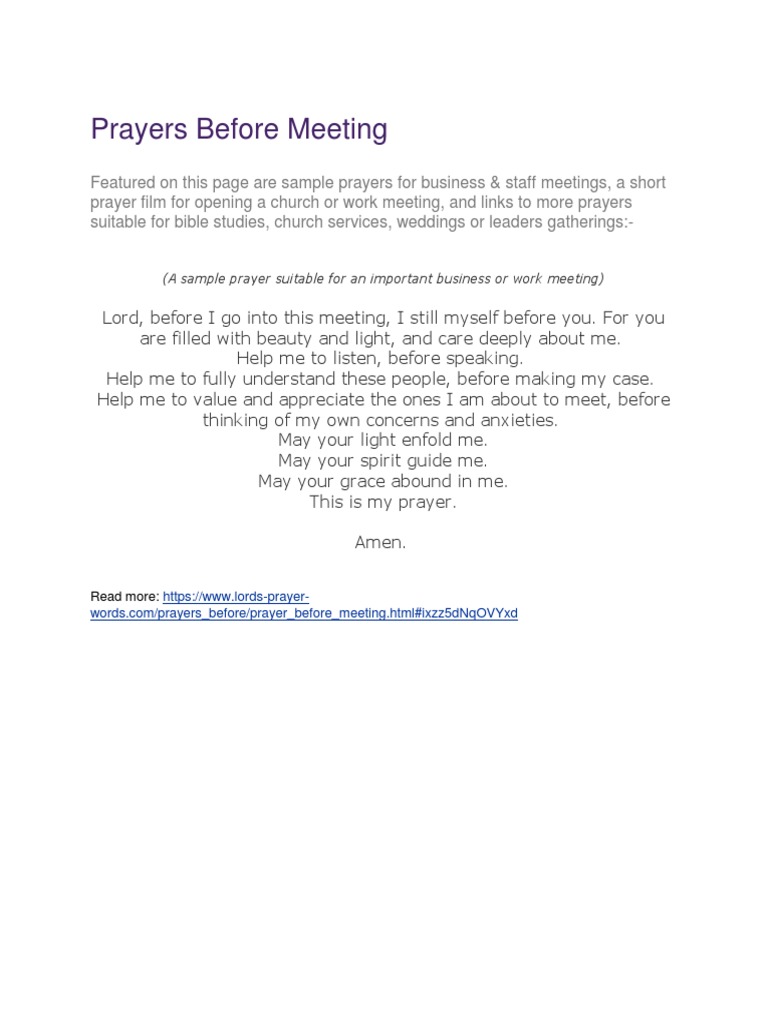 Prayer Before Meeting