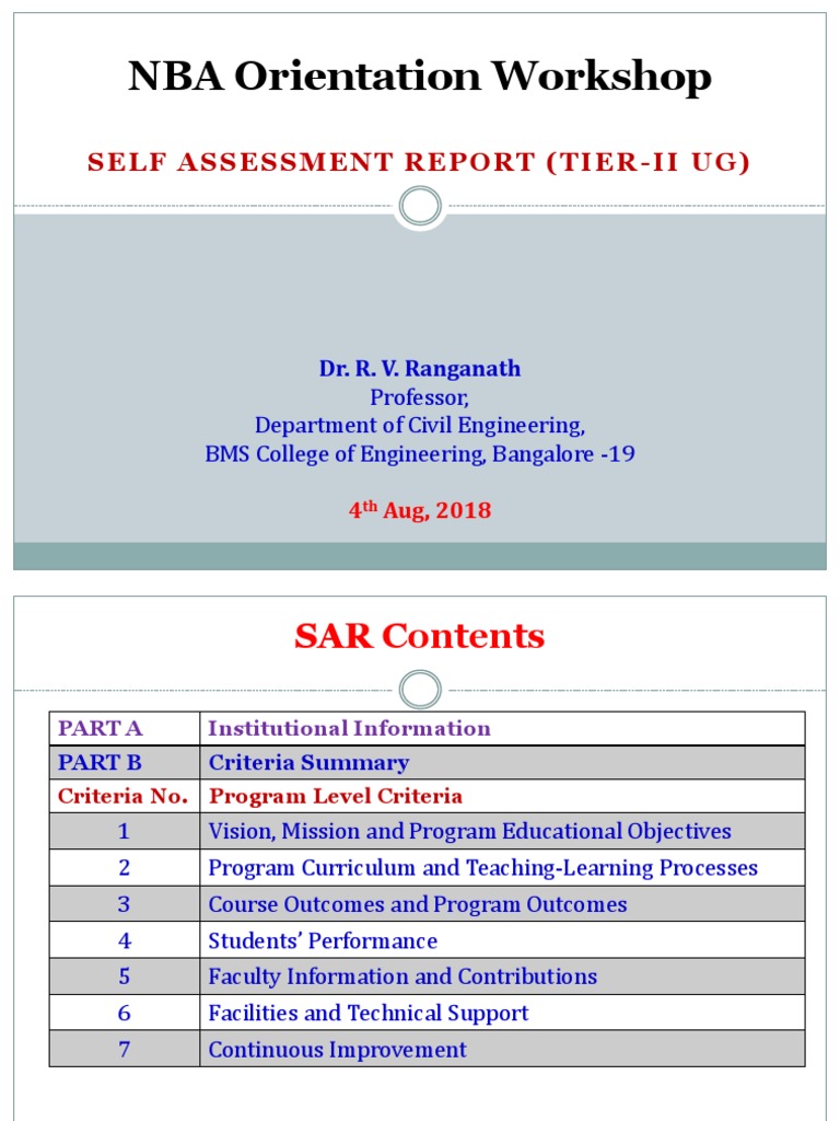 NBA Self Assessment Report Overview | PDF | Test (Assessment ...