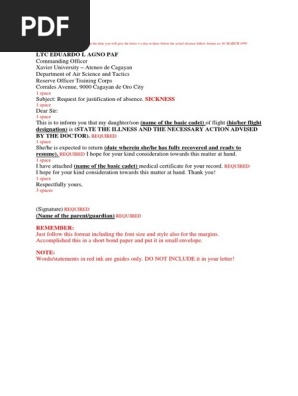Excuse Letter Format 2019-2020