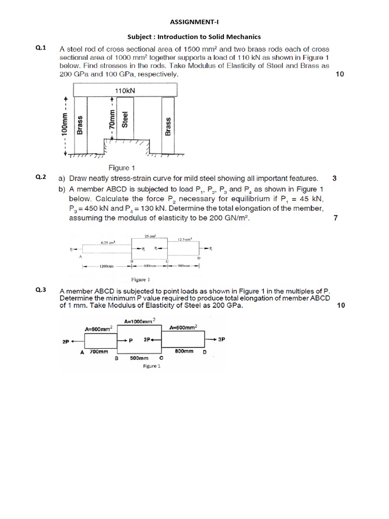 Assignment-I Subject: Introduction To Solid Mechanics | PDF | Young's ...