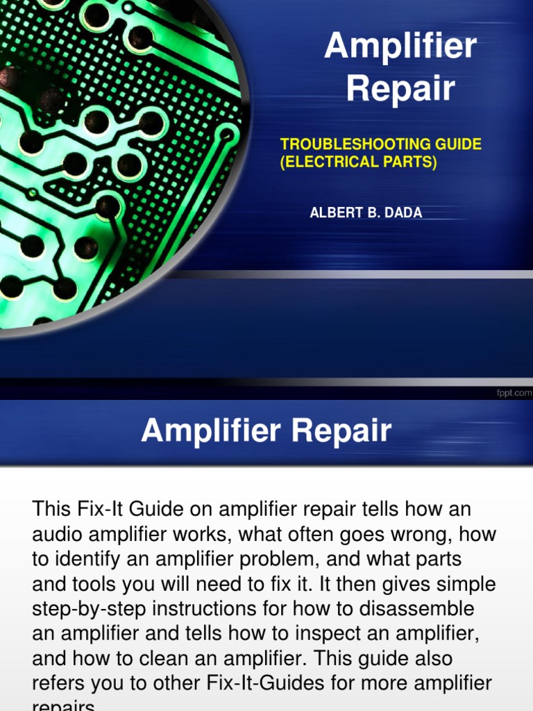 Amplifier Repair Troubleshooting Guide (Electrical Parts) PDF
