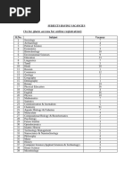 SL - No. Subject Vacancy: Subjects Having Vacancies (To Be Given Access For Online Registration)