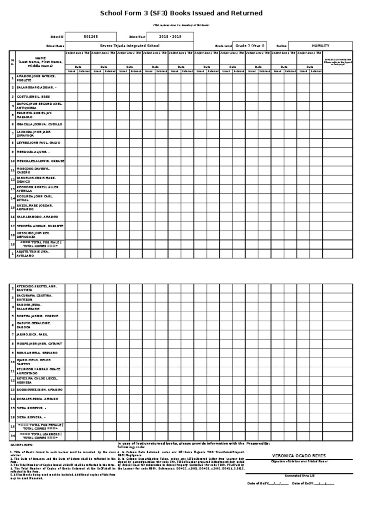 SF3 - 2018 - Grade 7 (Year I) - HUMILITY | PDF