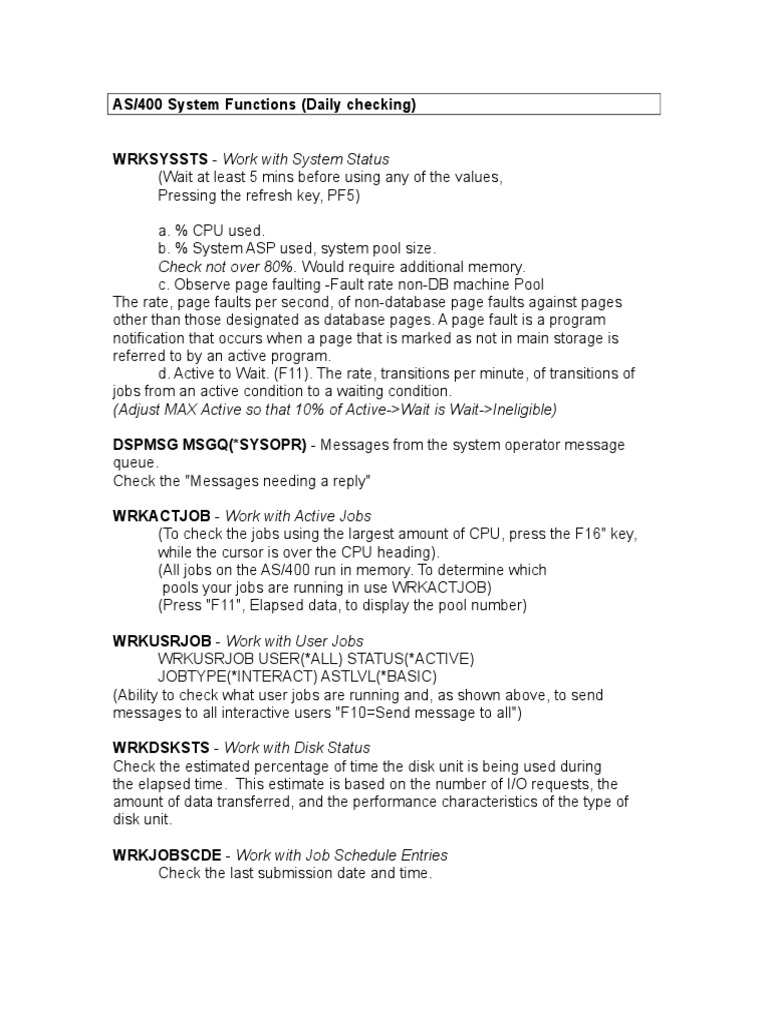 AS400 Daily Admin Commands | PDF | Computers