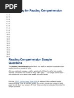 Answer Key For Reading Comprehension