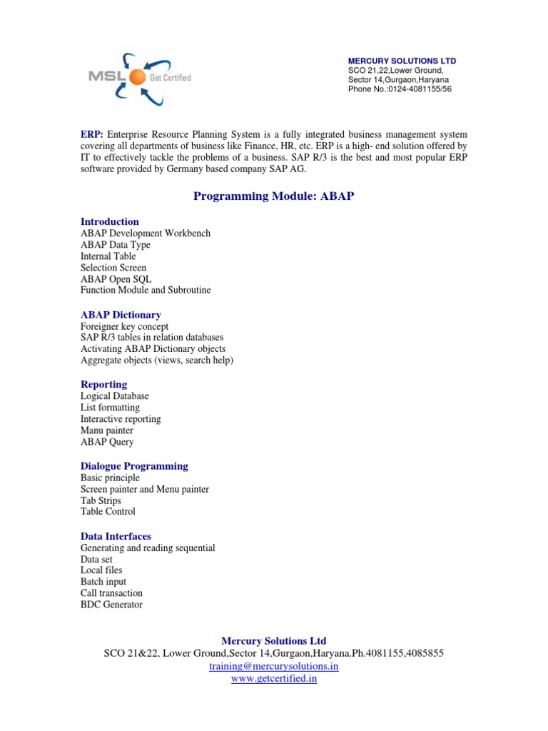 SAP ABAP Programming Guide | PDF