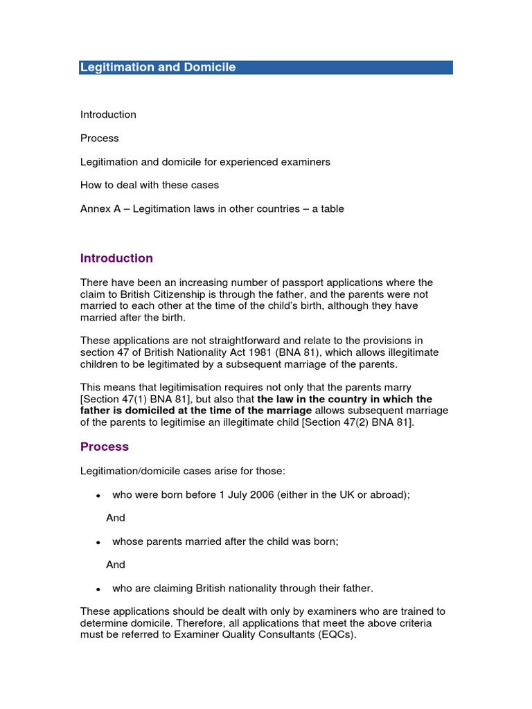 Legitimation Process for Passport Claims | PDF | Legitimacy (Family Law ...