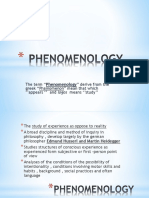 The Term "Phenomenology" Derive From The Greek "Phainomenon" Mean That Which 'Appears ' and Logos Means 'Study''