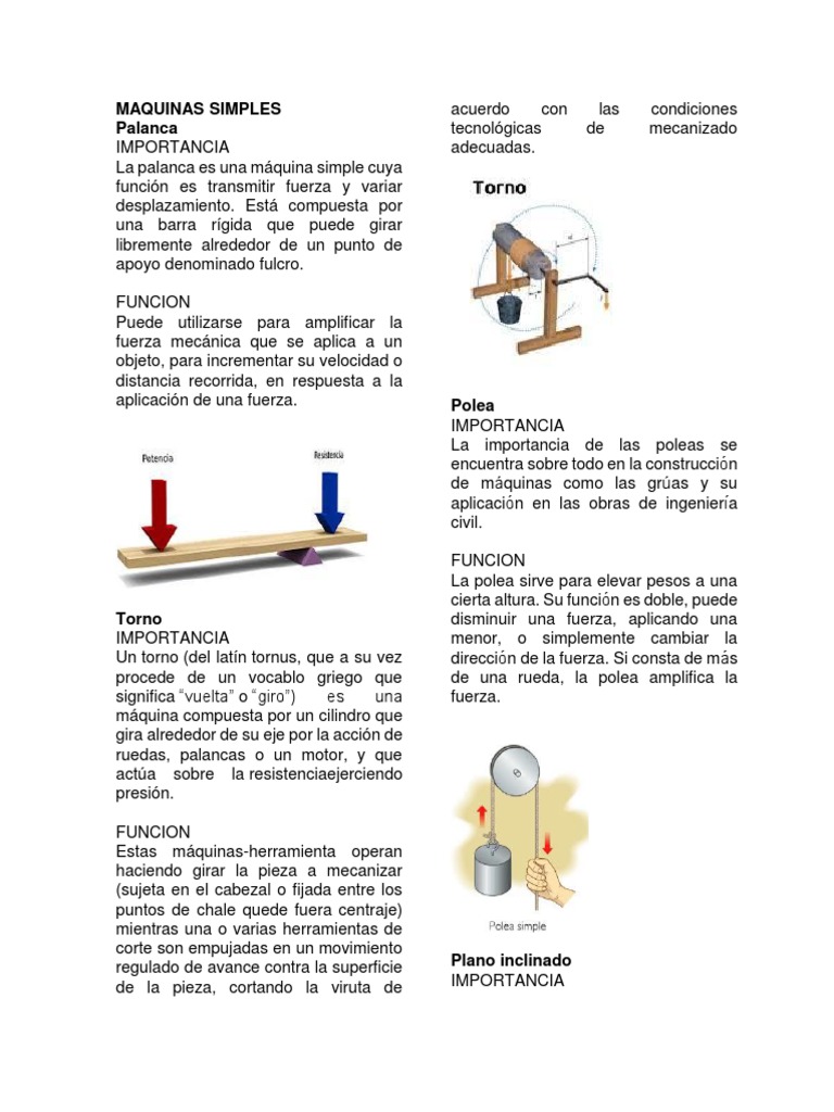 Maquinas Simples Pdf Hacha Palanca