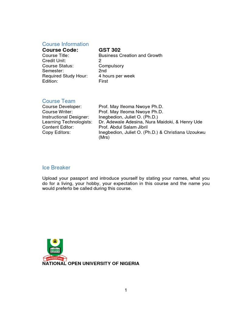 Course Information | PDF | Business Plan | Entrepreneurship