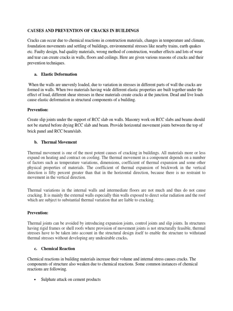 Causes and Prevention of Building Cracks | PDF | Corrosion | Concrete