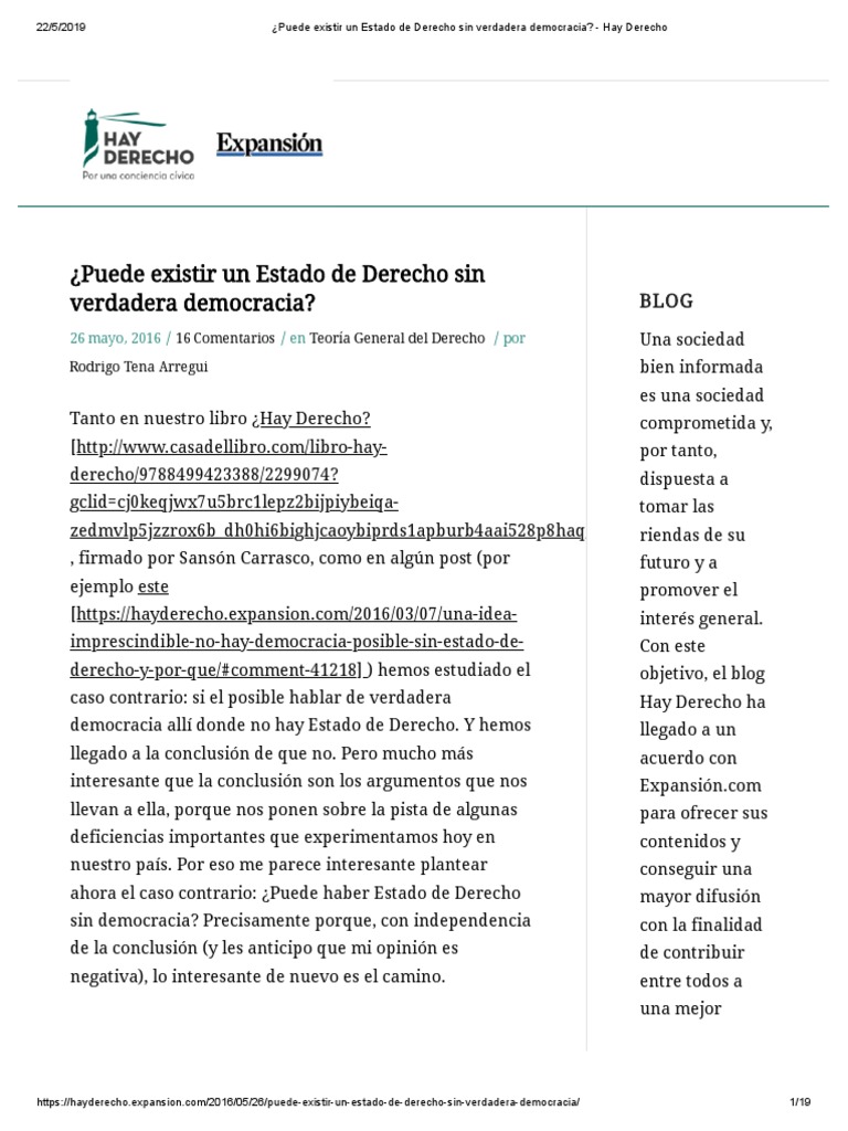 Estado de Derecho y Democracia: ¿Compatibles? | PDF | Democracia ...