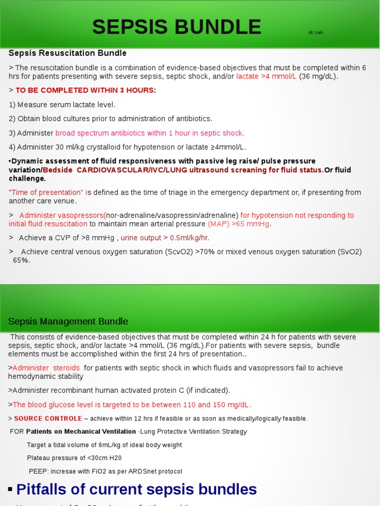 Sepsis Bundle by DR - Zaki PDF | PDF | Sepsis | Shock (Circulatory)