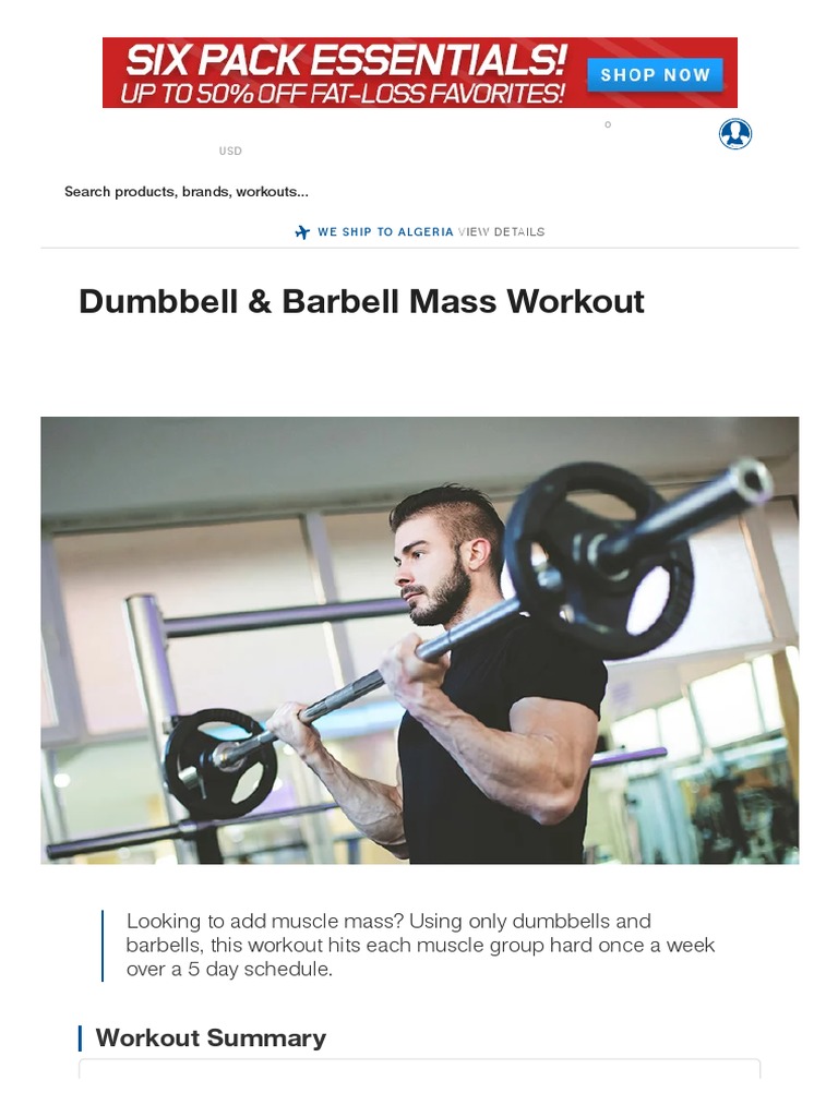 Dumbbell & Barbell Mass Workout - Muscle & Strength, PDF