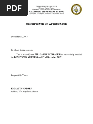 Certificate of Attendance