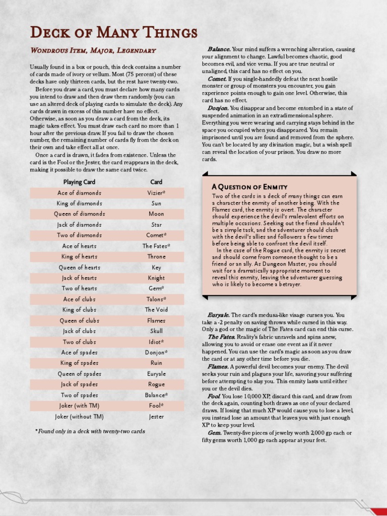Deck of Many Things | PDF | Gaming | Leisure
