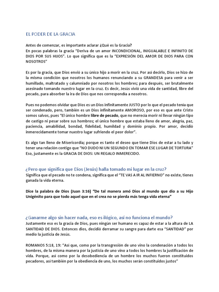 El Poder de La Gracia | PDF | Gracia en el cristianismo | Amor