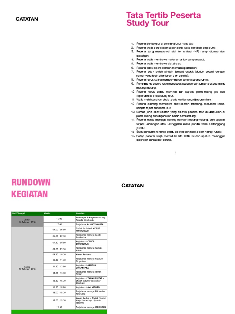 New Panduan Studi Tour Mts 2018 Pdf
