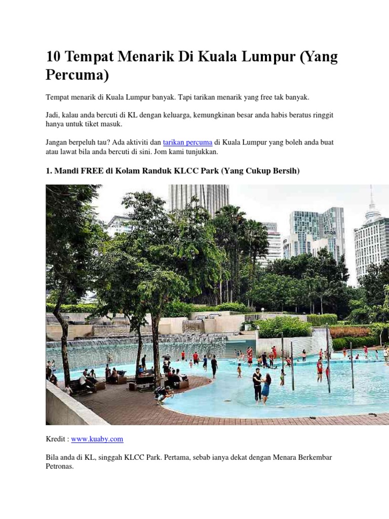 10 Tempat Menarik Di Kuala Lumpur Pdf