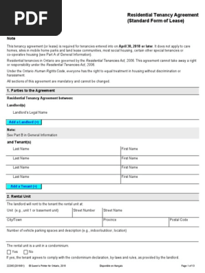 Residential Tenancy Agreement (Standard Form of Lease)