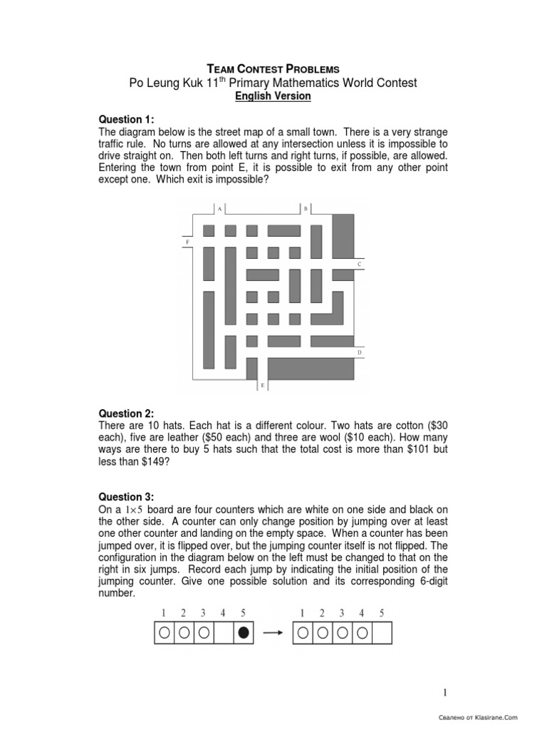 Primary Math Contest Challenges | PDF