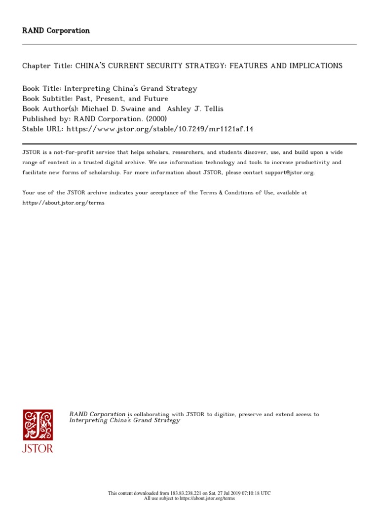 China's Security Strategy Insights | PDF | Grand Strategy | Chinese ...