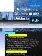 Kongreso NG Malolos at Ang Deklarasyon NG Kasarinlan NG Mga Filipino