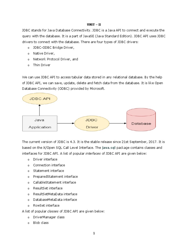 Unit - Ii: Java - SQL | PDF | Computing Platforms | Computer Data