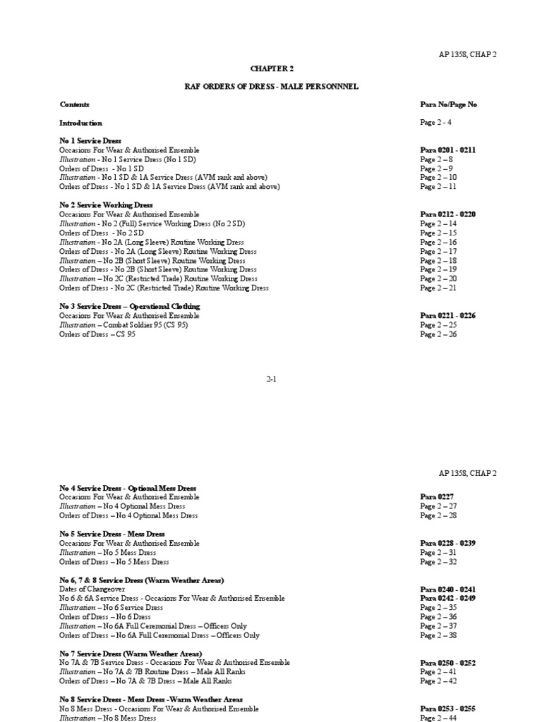 RAF Dress Regulations Military Personal Equipment Dress Codes