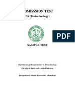 BS (Biotechnology) Admission Test Sample