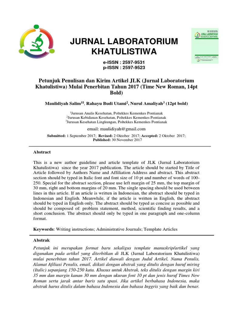 Template Jurnal Laboratorium Khatulistiwa | PDF | Kajian Bahasa Asing