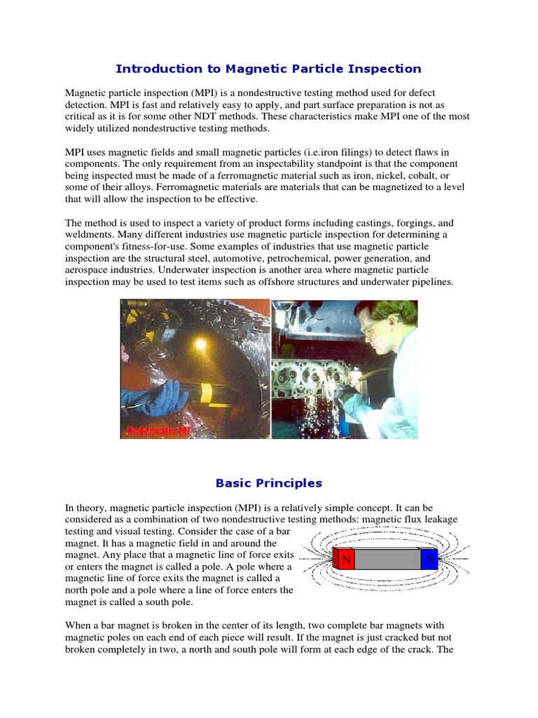 Magnetic Particle Inspection Overview | PDF | Magnetic Field | Magnetism