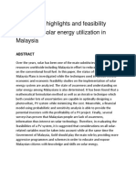 A Review On Highlights and Feasibility Studies On Solar Energy Utilization in Malaysia