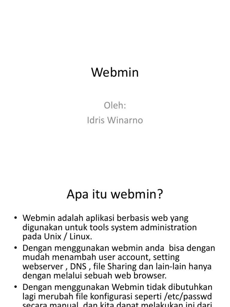 Pengenalan Webmin untuk Administrasi Sistem | PDF
