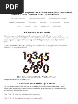 Civil Service Exam Math - Cse Prepper | Pdf | Test (Assessment) | Mean