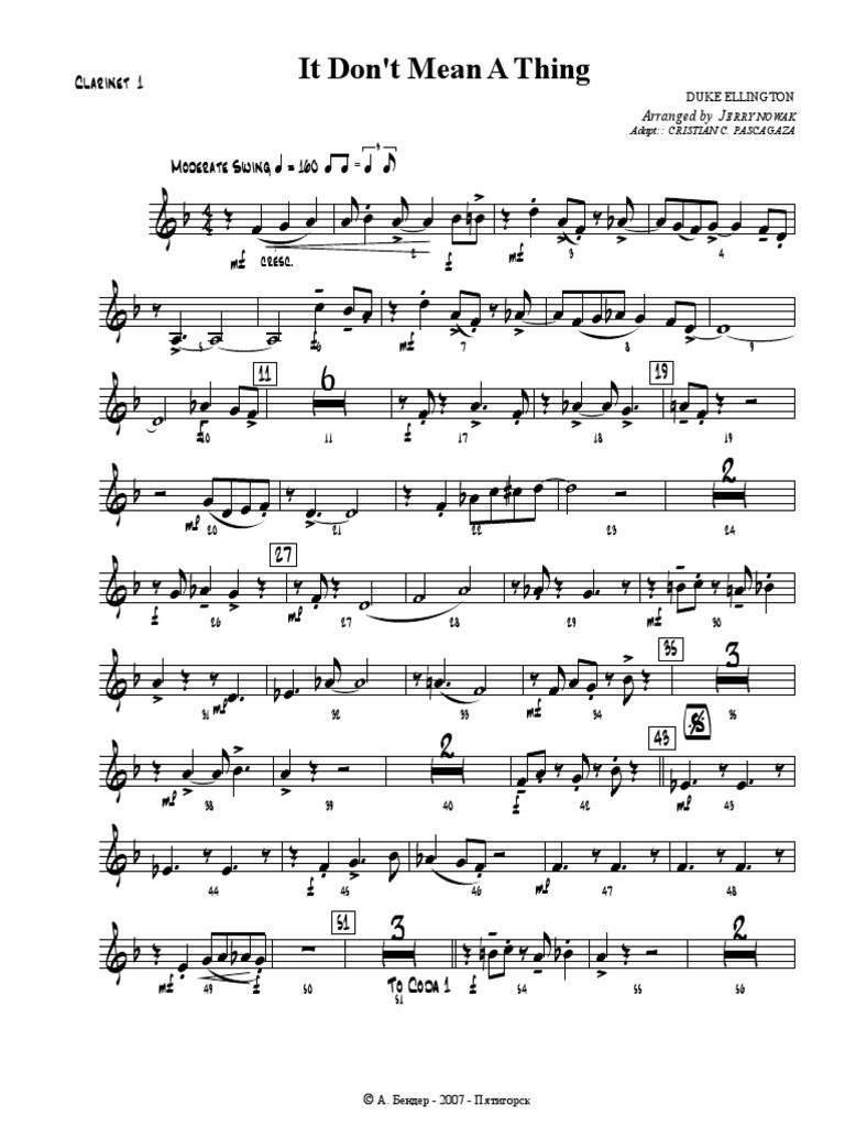 It Don T Mean A Thing Clarinet 1 Pdf
