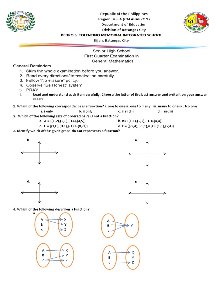 Senior High Math Exam | PDF | Function (Mathematics) | Logarithm
