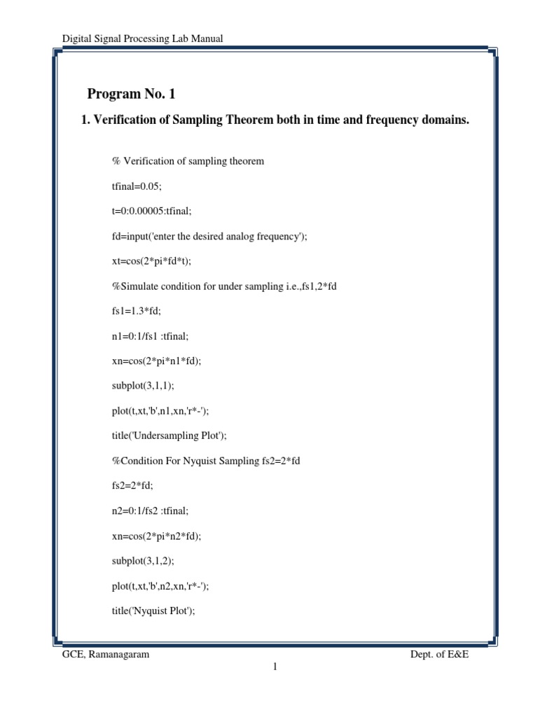 Dsp lab manual pdf digital signal processing filter signal