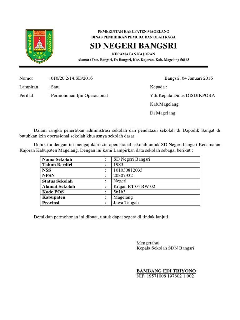 Download 94+ Contoh Surat Surat Izin Operasional Sekolah Dasar Gratis Terbaru