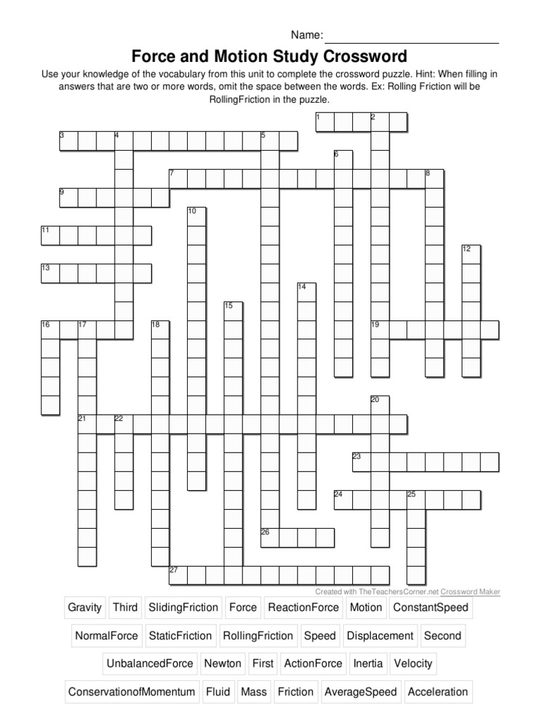 Crossword Puzzle Friction Force Free 30 day Trial Scribd