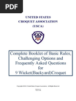 Complete Booklet of Basic Rules, Challenging Options and Frequently Asked Questions For 9 Wicket (Backyard) Croquet