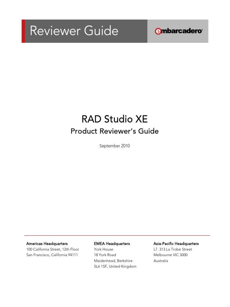 Rad Studio 2010 Reviewer Guide PDF | PDF | Microsoft Visual Studio ...