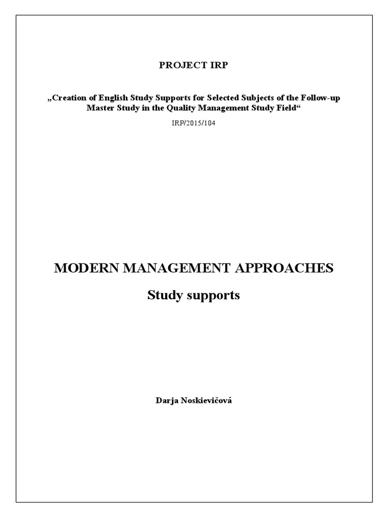 Modern Management Approaches PDF Lean Manufacturing Goal
